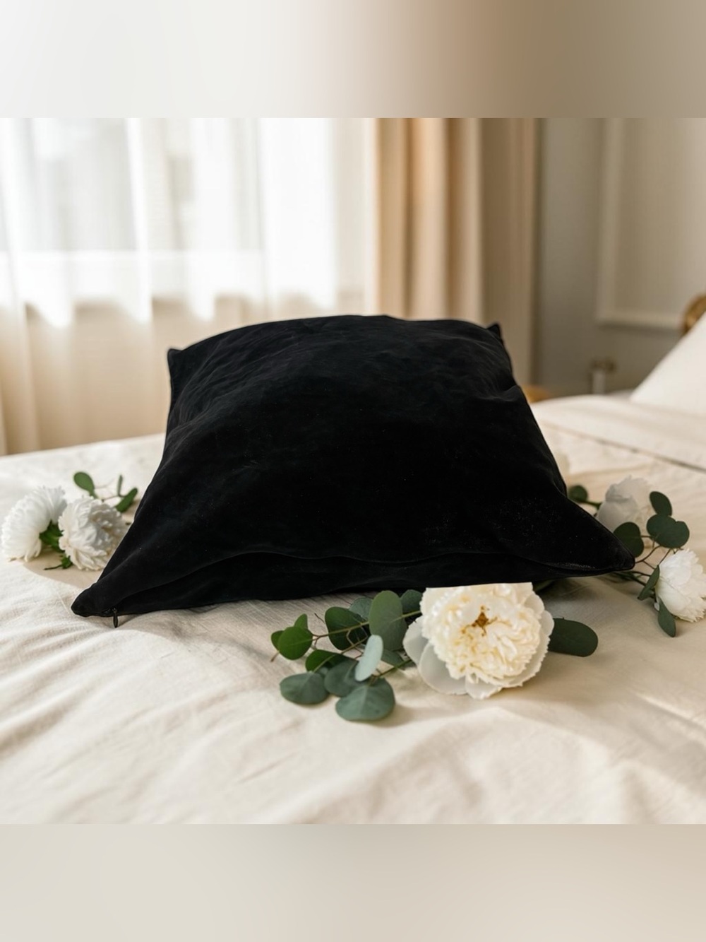 Calvin Klein Black Velvet Throw Pillow Cover Zipper Closure Luxury Soft Portugal